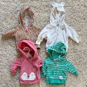 Carters Pink Turquoise Green Stripe Floral White  Baby Girl Hoodie Set 3 Months